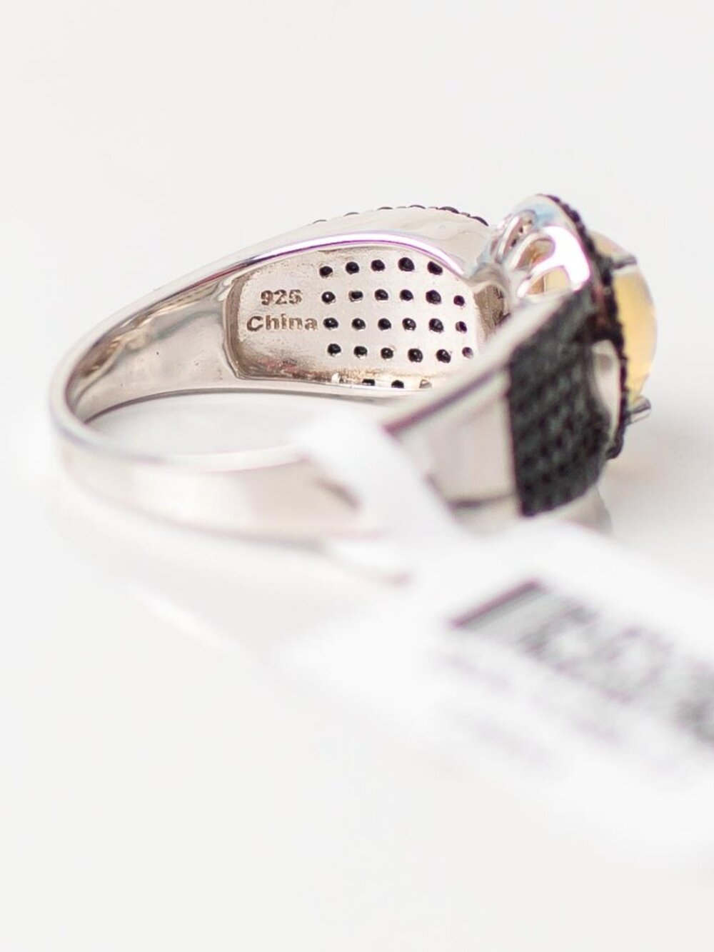 Ethiopian Opal and Black Spinel Sterling Silver 925 Ring JTV Size 12 NEW - Picture 4 of 6